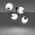 Plafonnier Kangasala cool 4L noir avec ampoules en verre transparent E14