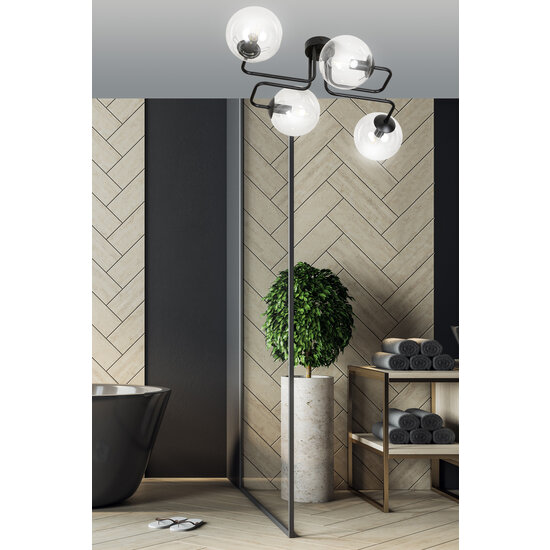 Kangasala cool 4L ceiling lamp black with transparent glass bulbs E14