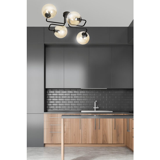 Kangasala special 4L ceiling lamp black with amber bulbs E14