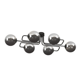 Kangasala playful 6L ceiling lamp black with smoked glass bulbs E14