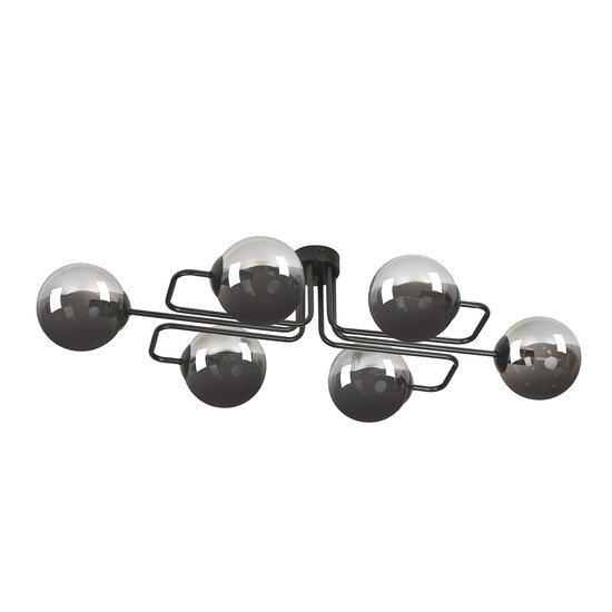 Emibig Emibig Kangasala playful 6L ceiling lamp black with smoked glass bulbs E14 - Illuminate your space with style and warmth