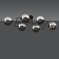 Kangasala speelse 6L plafondlamp zwart met gerookte glas bollen E14