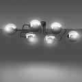 Kangasala speelse 6L plafondlamp zwart met gerookte glas bollen E14