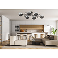Kangasala speelse 6L plafondlamp zwart met gerookte glas bollen E14