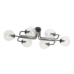 Kangasala cool 6L ceiling lamp black with transparent glass bulbs E14