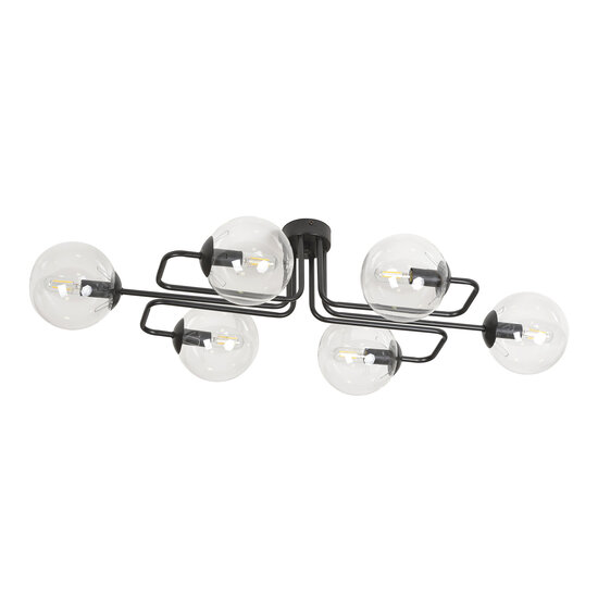 Emibig Emibig Kangasala cool 6L ceiling lamp black with transparent glass bulbs E14 - Ideal lighting for any room