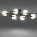 Kangasala speciale 6L plafondlamp zwart met amberkleurige bollen E14