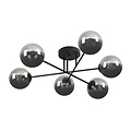 Emibig Emibig Kangasala lámpara de techo redonda juguetona 6L negra con bombillas de vidrio ahumado E14 - Perfecta para crear un ambiente acogedor en cualquier habitación