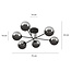 Kangasala ronde speelse 6L plafondlamp zwart met gerookte glas bollen E14