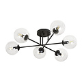 Emibig Emibig Kangasala lámpara de techo redonda 6L negra con bombillas de vidrio transparente E14 - Iluminación ideal para interiores modernos