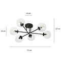 Emibig Emibig Kangasala round cool 6L ceiling lamp black with transparent glass bulbs E14 - Ideal lighting for modern interiors