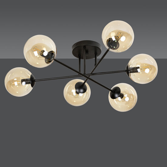 Kangasala round special 6L ceiling lamp black with amber bulbs E14