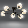 Emibig Emibig Kangasala ronde speciale 6L plafondlamp zwart met amberkleurige bollen E14 - Perfecte verlichting voor elke slaapkamer
