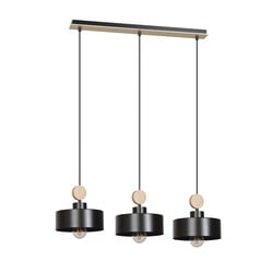 Emibig Vihti lampe suspendue longue 3L noire avec accent en bois 3x E27