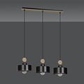 Vihti long hanging lamp 3L black with wooden accent 3x E27