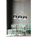 Emibig Emibig Vihti long hanging lamp 3L black with wooden accent 3x E27 - Ideal for modern interiors