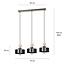 Emibig Emibig Vihti lampe suspendue longue 3L noire avec accent en bois 3x E27 - Idéale pour les intérieurs modernes