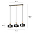 Vihti long hanging lamp 3L black with wooden accent 3x E27