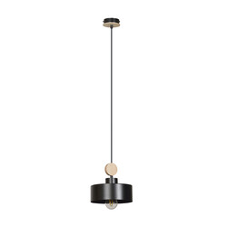 Vihti 1L pendant lamp black with wood accent