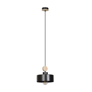 Vihti 1L pendant lamp black with wood accent