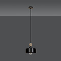 Lampe à suspension Vihti 1L noire avec accents de bois