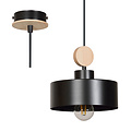 Vihti 1L pendant lamp black with wood accent