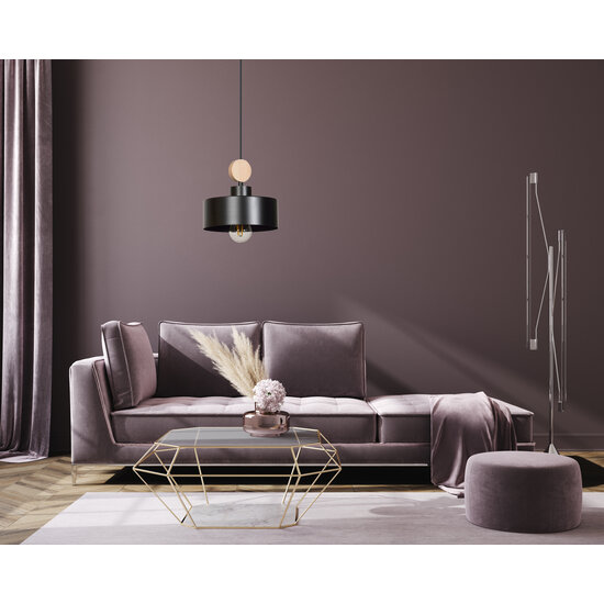 Emibig Emibig Vihti 1L pendellamp zwart met hout accent - Perfecte verlichting voor elke ruimte
