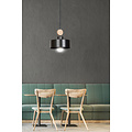 Lampe à suspension Vihti 1L noire avec accents de bois