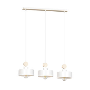 Vihti blanc avec suspension longue en bois 3L 3x E27