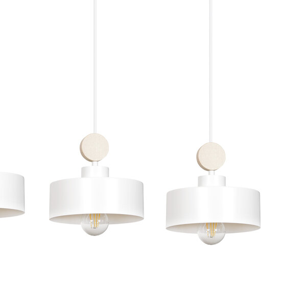 Vihti witte met houten lange hanglamp 3L 3x E27