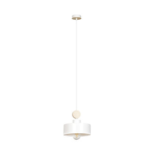 Vihti 1L white with wood pendant lamp 1x E27