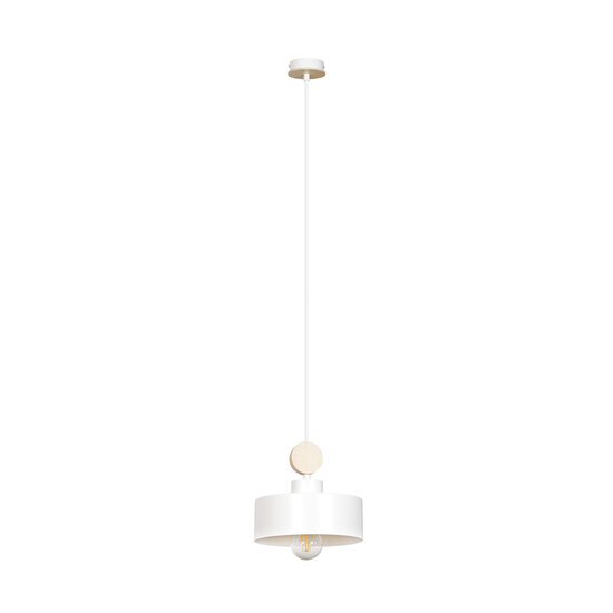 Emibig Emibig Vihti 1L blanc avec lampe suspendue en bois 1x E27 - Idéal pour un intérieur moderne