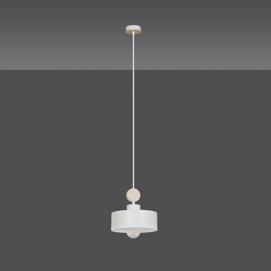 Emibig Emibig Vihti 1L weiß mit Holzpendelleuchte 1x E27 - Ideal für moderne Innenräume