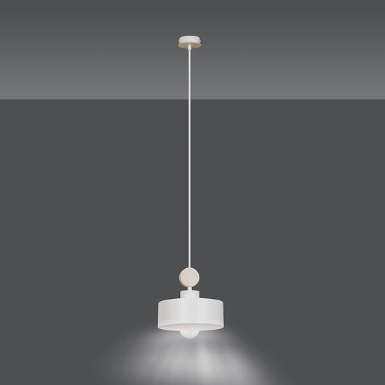 Emibig Emibig Vihti 1L blanc avec lampe suspendue en bois 1x E27 - Idéal pour un intérieur moderne
