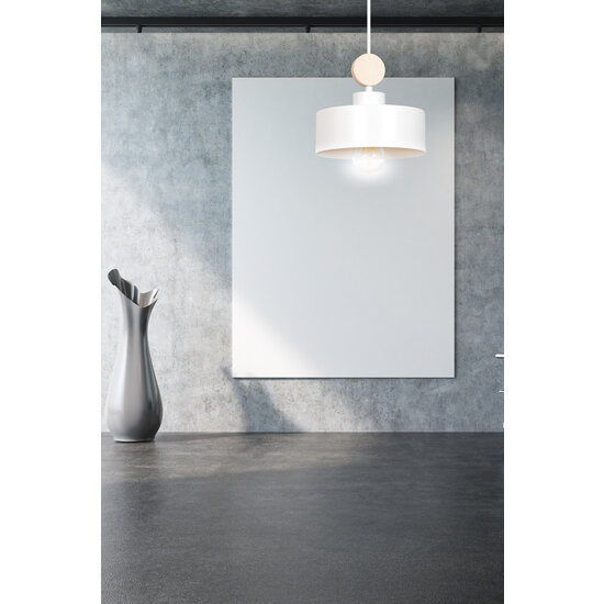 Emibig Emibig Vihti 1L blanc avec lampe suspendue en bois 1x E27 - Idéal pour un intérieur moderne