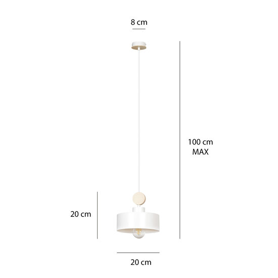 Emibig Emibig Vihti 1L white with wood pendant lamp 1x E27 - Ideal for modern interiors