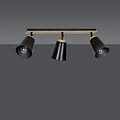 Lámpara de techo Salo 3L negro y madera 3x E27