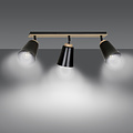 Lámpara de techo Salo 3L negro y madera 3x E27