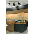 Plafonnier Salo 3L noir et bois 3x E27
