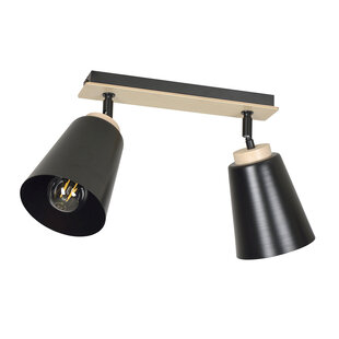 Emibig Salo 2L lámpara de techo negra y madera 2x E27