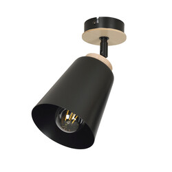 Salo black ceiling lamp black and wood 1x E27