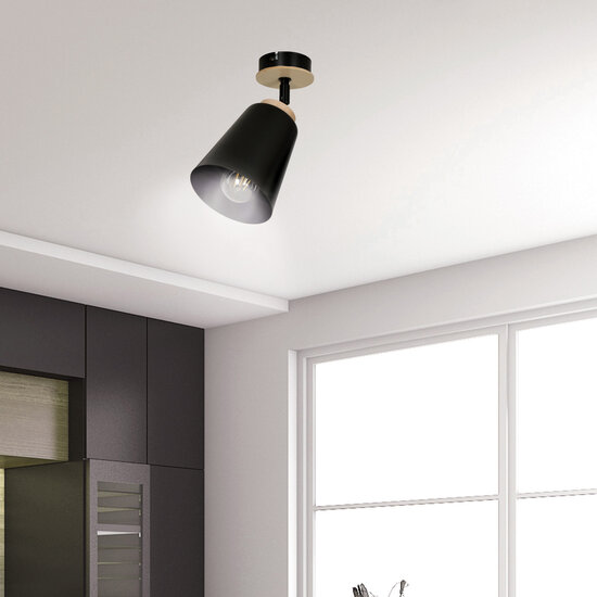 Emibig Emibig Salo black ceiling lamp black and wood 1x E27 - Perfect lighting for any space