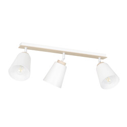 Emibig Salo 3L lampe de plafond blanche et bois 3x E27