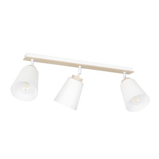 Emibig Salo 3L witte plafondlamp wit en hout 3x E27