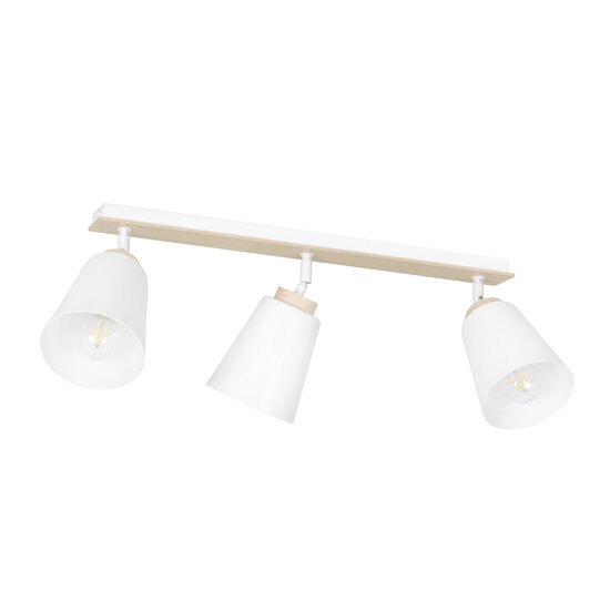 Plafonnier Salo 3L blanc blanc et bois 3x E27