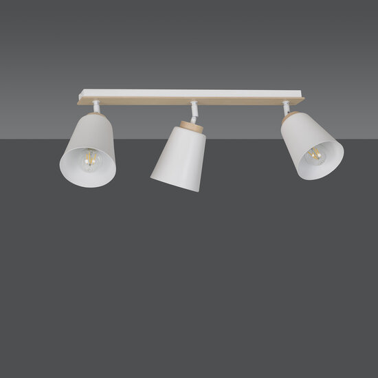 Plafonnier Salo 3L blanc blanc et bois 3x E27