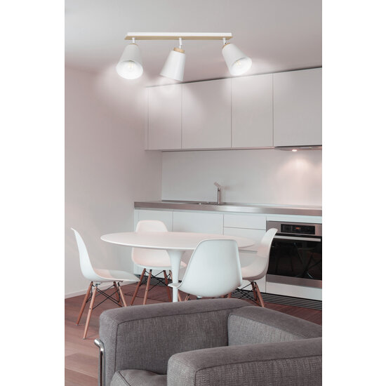 Emibig Emibig Salo 3L lampe de plafond blanche et bois 3x E27 - Éclairage idéal pour chaque espace