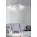 Plafonnier Salo 3L blanc blanc et bois 3x E27