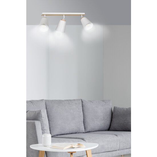 Plafonnier Salo 3L blanc blanc et bois 3x E27