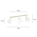 Plafonnier Salo 3L blanc blanc et bois 3x E27